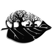 Dekor Las na Liściu [XL] 90x58cm - Metalowa dekoracja - Ozdoba ścienna