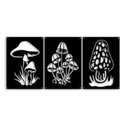Dekor Tryptyk Grzyby [XXL] 99x46cm - Metalowa Dekoracja Ścienna