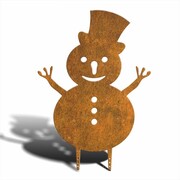 Ozdoba ogrodowa Rdzawy Bałwan [XL] 57x80cm - rdzą patynowana dekoracja świąteczna