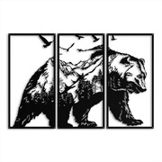 Dekor Tryptyk Leśny Niedźwiedź [3XL] 150x100cm - Metalowa dekoracja ścienna