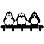 Wieszak Na Klucze Pingwiny [S] 21x10cm - Metalowy organizer ścienny na klucze, gadżety i akcesoria dla dzieci