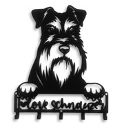Wieszak do przedpokoju Pies Schnauzer Love [M] 38x48cm - Na Smycze i Kurtki - Metalowy - Ścienny