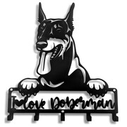 Wieszak Na Klucze Doberman Love [S] 21x25cm - Metalowa Ozdoba Ścienna