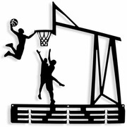 Wieszak na medale KOSZYKÓWKA [M] 37x39cm - Metalowy Ścienny Wieszak dla koszykarza