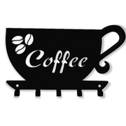 Wieszak Kuchenny Filiżanka [S] 23x13cm - Metalowy organizer ścienny na ściereczki do kuchni