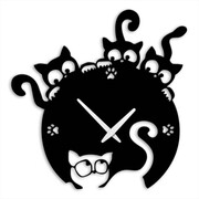 Zegar Ciekawskie Koty [M] 40x41cm - metalowy zegar ścienny dla dziecka