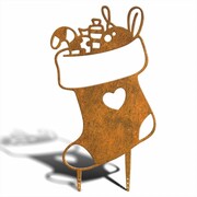 Ozdoba ogrodowa Rdzawa Skarpeta [XL] 48x85cm - rdzą patynowana dekoracja świąteczna