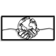 Świat w Twoich Rękach [XXL] 100x46cm - Line Art - Metalowa dekoracja - Ozdoba ścienna