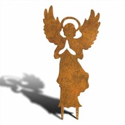 Ozdoba ogrodowa Rdzawy Anioł Stróż [XL] 39x78cm - rdzą patynowana dekoracja świąteczna