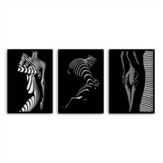 Dekor Tryptyk Nocna Nagość [3XL] 150x70cm - Metalowa dekoracja ścienna