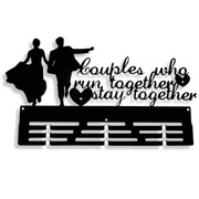 Wieszak na medale BIEGNĄCA PARA MŁODA [L] 41x23cm dla małżeństwa