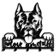 Wieszak do przedpokoju Pies Amstaff Love [M] 39x39cm - Na Smycze i Ubrania - Metalowy - Ścienny
