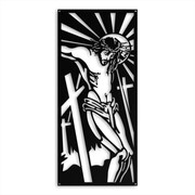 Ozdoba Ścienna Jezus Ukrzyżowany [XXL] 45x100cm - Metalowa Dekoracja Ścienna