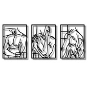 Tryptyk Nagi Tors [3XL] 177x82cm - Line Art - Metalowa Dekoracja Ścienna