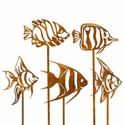Biżuteria Ogrodowa Ozdoba Rdzawy Zestaw Rybek 5 Sztuk dekoracji ogrodowych [XXL] 23x103cm