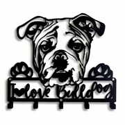 Wieszak Na Klucze Pies Bulldog Angielski Love [S] 21x21cm - Metalowa Ozdoba Ścienna