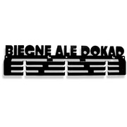 Wieszak na medale BIEGNĘ ALE DOKĄD [M] 36x9cm - Metalowy ścienny wieszak na medale dla biegacza