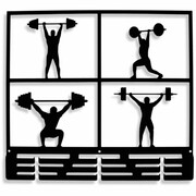 Wieszak na medale CIĘŻARY [M] 36x32cm - Metalowy Ścienny Wieszak Na Medale Dla Sztangisty