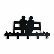 Wieszak na klucze DZIADEK I BABCIA NA ŁAWCE [S] 21x12cm - Metalowy organizer ścienny na klucze, gadżety i akcesoria