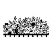 Wieszak do przedpokoju Beautiful Flowers [XL] 70x33cm - Metalowa dekoracja ścienna