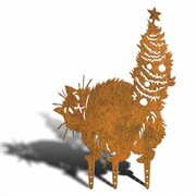 Ozdoba ogrodowa Rdzawy Kot Choinkowy [XL] 40x58cm - rdzą patynowana dekoracja świąteczna