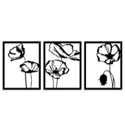 Dekor Tryptyk Polne Maki [XXL] 139x59cm - Metalowa dekoracja - Ozdoba ścienna