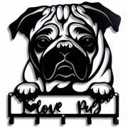 Wieszak Na Klucze Pies Mops Love [S] 21x25cm - Metalowy