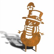 Ozdoba ogrodowa Rdzawy Bałwan z Sową [XL] 35x66cm - rdzą patynowana dekoracja świąteczna