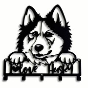 Wieszak Na Klucze Pies Husky Love [S] 21x23cm - Metalowa Ozdoba Ścienna