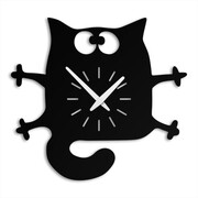 Zegar Postrzelony Kot [M] 40x37cm - metalowy zegar ścienny