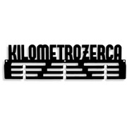 Wieszak na medale KILOMETROŻERCA [M] 36x10cm - Metalowy ścienny wieszak na medale dla biegacza