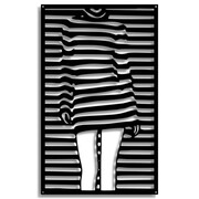 Dziewczyna w Prążkowanej Sukience [XL] 60x97 cm - Metalowa dekoracja - Ozdoba ścienna