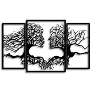 Dekor Tryptyk Drzewa Miłości [XXL] 128x77cm - Metalowa dekoracja - Ozdoba ścienna