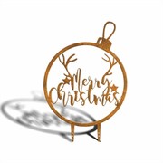 Ozdoba ogrodowa Rdzawa Bombka Merry Christmas [XL] 54x78cm - rdzą patynowana dekoracja świąteczna