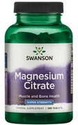 Swanson Magnesium Citrate 225mg (cytrynian magnezu) Super mocny 240 tabletek