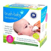 BRUSH-BABY Dental Wipes - chusteczki z xylitolem do czyszczenia dziąseł i zębów mlecznych (0-16 miesięcy) 28 szt.