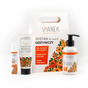 Vianek Zestaw do twarzy odżywczy, żel myjący do twarzy, 150 ml, maseczka-peeling, 70 ml + krem pod oczy, 15 ml