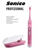 Sonico Professional Pink szczoteczka soniczna z 3 końcówkami w zestawie oraz etui turystycznym