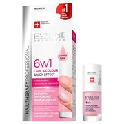 Eveline Cosmetics Nail Therapy Professional 6w1 Care Colour skoncentrowana odżywka do paznokci nadająca kolor Shimmer Pink 5ml (P1)
