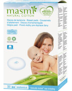 Masmi wkładki laktacyjne ze 100% bawełny organicznej, 30 sztuk