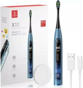 Oclean X10 niebieska szczoteczka soniczna z interaktywnym, kolorowym wyświetlaczem NOWOŚĆ