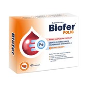Biofer Folic żelazo o zwiększonym wchłanianiu z witaminą C i kwasem foliowym 60 tabletek (P1)