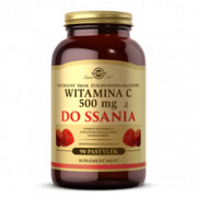 SOLGAR Witamina C 500 mg do ssania - naturalny smak żurawinowo-malinowy 90 tabletek