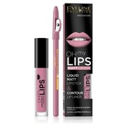 Eveline Cosmetics Oh My Lips zestaw do makijażu ust matowa pomadka w płynie i konturówka 03 Rose Nude (P1)