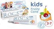 ROCS KIDS Pasta Do Zębów Dla Dzieci Owocowy Rożek 45 g - bez fluoru