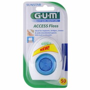 SUNSTAR GUM Access Floss - Nić dentystyczna do mostów, aparatów ortodontycznych i implantów 50 odcinków