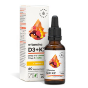 AURA HERBALS Witamina D3 (2000 IU) + K2mk7 + Omega-3 krople (30 ml)