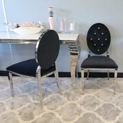 Krzesło Ludwik glamour Black - nowoczesne krzesła pikowane kryształkami, kołatka Bellacasa