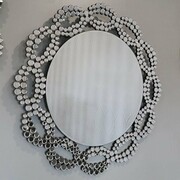 Srebrne lustro glamour okrągłe śr. 90 cm M-0523 Bellacasa