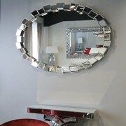 Srebrne lustro glamour owalne ścienne M-0577 100x140 cm Bellacasa